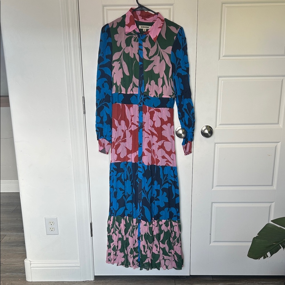 Boden Multicolor Floral Long Sleeve Dress